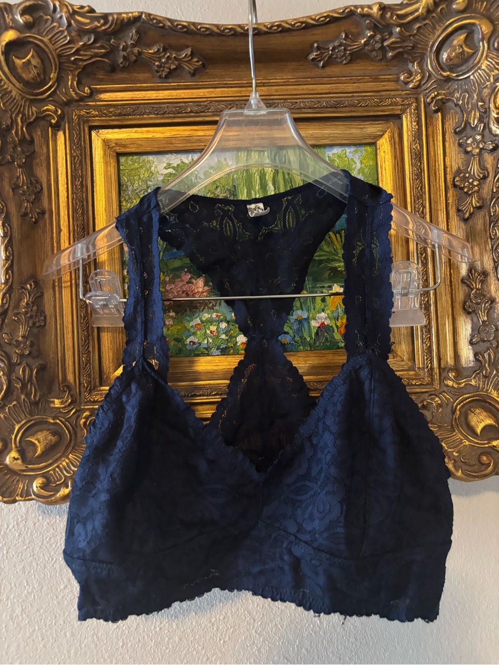Free People Intimately Adella Floral Lace Racerback Bralette Blue
